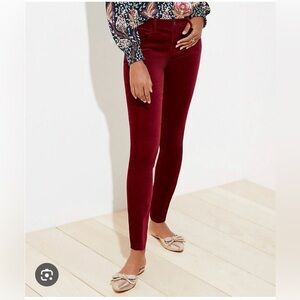 LOFT Cranberry Velvet skinny leg Pants